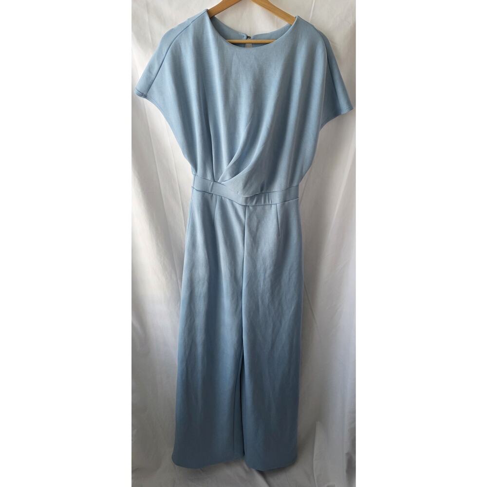 Halara Boat Neck Cap Sleeve Blue Jumpsuit Pockets Blue Size Small NWT